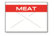 Red/White MEAT Label for the 18-6 Labeler comes with security cross cuts.